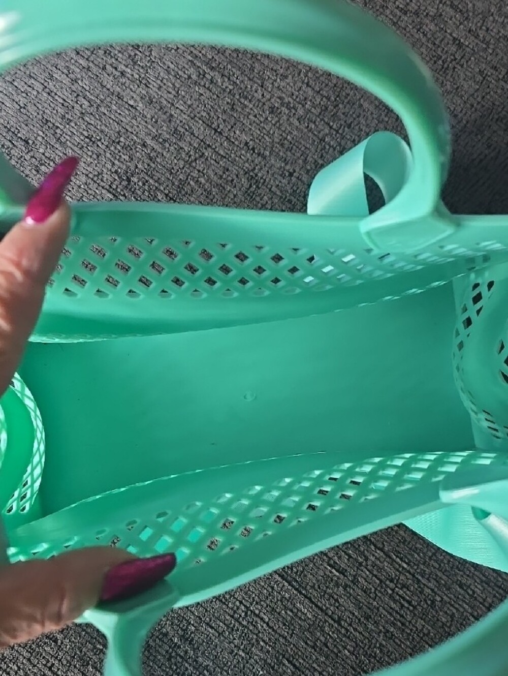 Mint Green Women’s Jelly Tote Bag with Detachable Strap - Picture 4 of 6